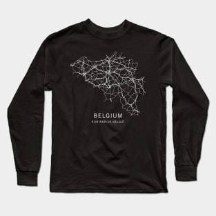 Belgium Road Map Long Sleeve T-Shirt